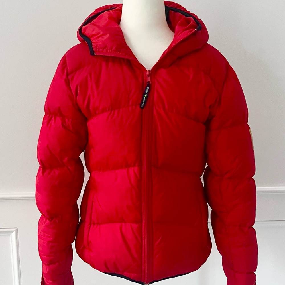 DKNY Vintage Y2K Down Filled Red Puffer Jacket - Picture 1 of 10